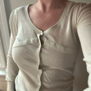 Sweetest Lux Semi Sheer button up cardigan sweater from Urban Outfitters